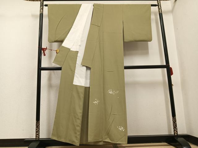 平和屋着物●京加賀糸目友禅作家　山崎巌　色留袖　枝花文　正絹　逸品　AABI0535ph