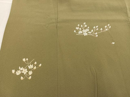 平和屋着物●京加賀糸目友禅作家　山崎巌　色留袖　枝花文　正絹　逸品　AABI0535ph
