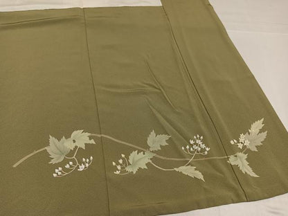 平和屋着物●京加賀糸目友禅作家　山崎巌　色留袖　枝花文　正絹　逸品　AABI0535ph