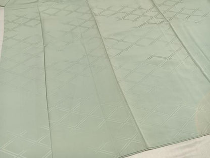 平和屋着物●上質な色無地　入子菱地紋　柳鼠色　正絹　逸品　AABI0537ph