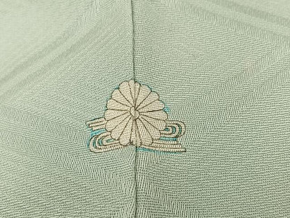 平和屋着物●上質な色無地　入子菱地紋　柳鼠色　正絹　逸品　AABI0537ph