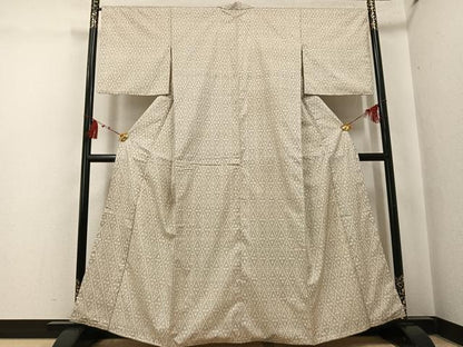 平和屋着物●本場大島紬　白大島　一元7マルキ　菱文　正絹　逸品　AABI0538ph