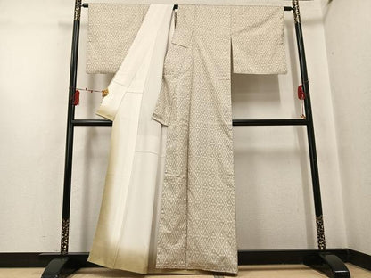 平和屋着物●本場大島紬　白大島　一元7マルキ　菱文　正絹　逸品　AABI0538ph