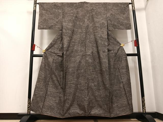 平和屋着物●本場大島紬　カタス9マルキ　流水草花文　正絹　逸品　AABI0540ph