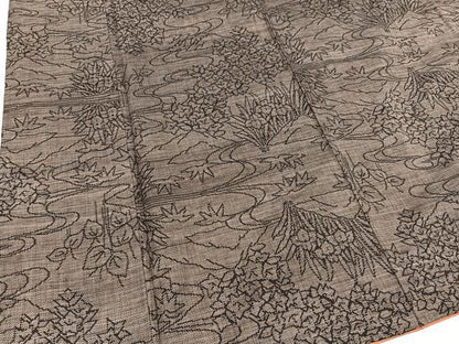 平和屋着物●本場大島紬　カタス9マルキ　流水草花文　正絹　逸品　AABI0540ph