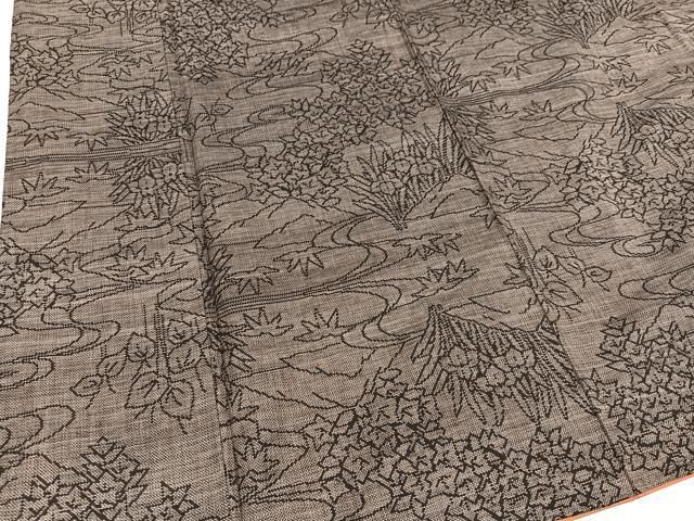 平和屋着物●本場大島紬　カタス9マルキ　流水草花文　正絹　逸品　AABI0540ph