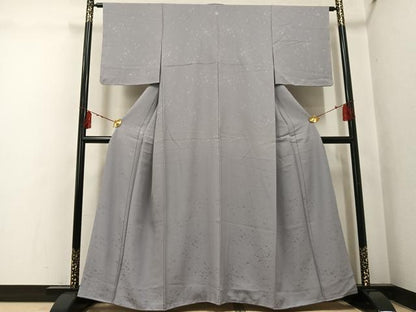 平和屋着物●上質な色無地　霞地紋　銀鼠色　正絹　逸品　AABI0541ph