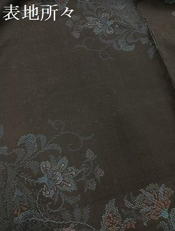 平和屋着物●都喜ヱ門　本場大島紬　純泥染　手織り　カタス7マルキ　更紗唐草文　藤絹織物謹製　証紙付き　正絹　逸品　AABI0543ph