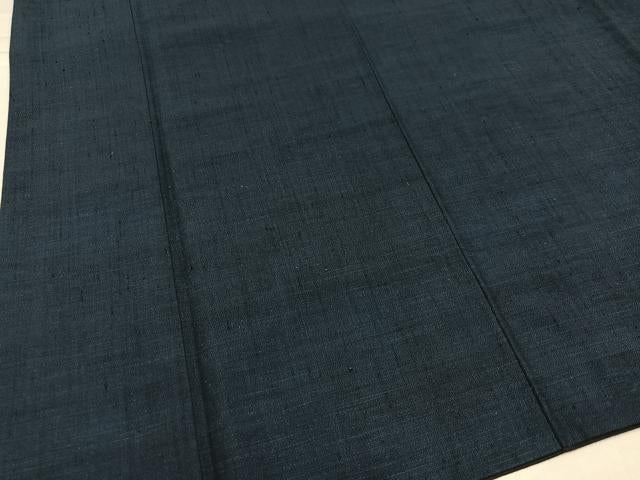 平和屋着物●男性　結城紬　アンサンブル　色無地　鉄御納戸色　井上商事　やまと誂製　証紙付き　正絹　逸品　AABI0544ph