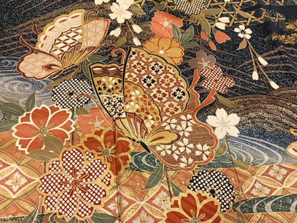 平和屋着物●豪華振袖　花蝶文　暈し染め　金銀彩　正絹　逸品　AABI0545ph