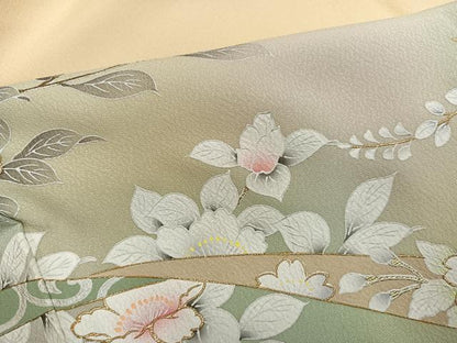 平和屋着物●訪問着　風景花唐草文　暈し染め　金銀彩　正絹　逸品　AABI0546ph