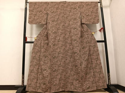 平和屋着物●上質な小紋　作家物　渡辺幸男　草花青海波　正絹　逸品　AABI0547ph