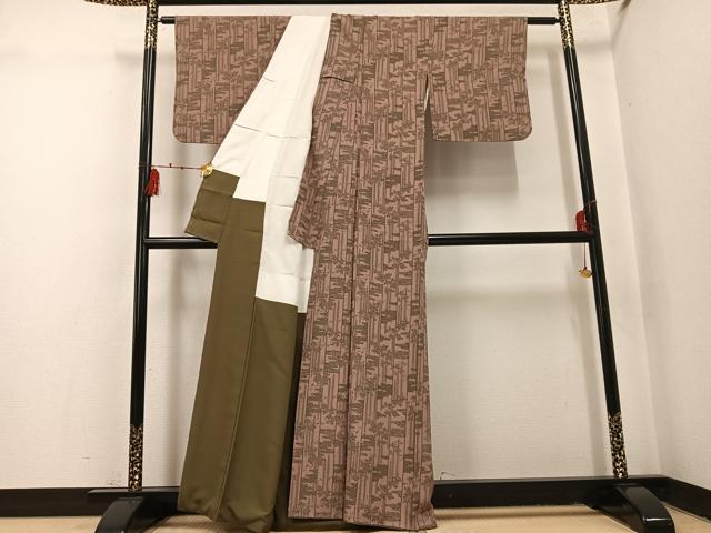 平和屋着物●上質な小紋　作家物　渡辺幸男　草花青海波　正絹　逸品　AABI0547ph