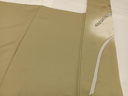 平和屋着物●訪問着　駒刺繍　草花文　暈し染め　金銀彩　正絹　逸品　AABI0548ph