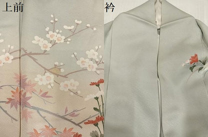 平和屋着物●訪問着　鴛鴦草花文　正絹　逸品　AABI0549ph