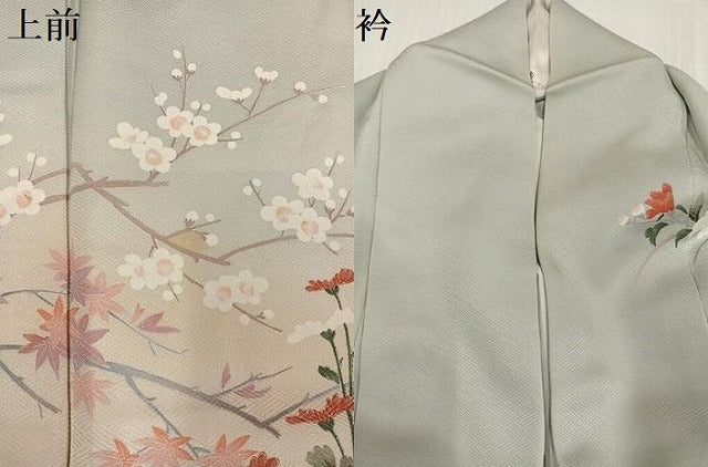平和屋着物●訪問着　鴛鴦草花文　正絹　逸品　AABI0549ph