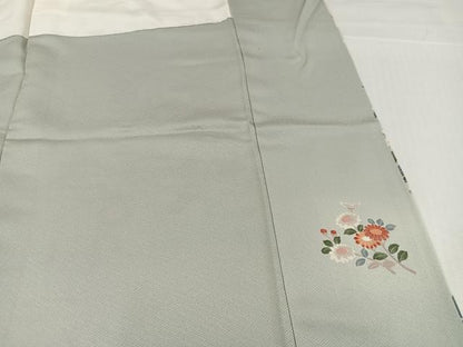 平和屋着物●訪問着　鴛鴦草花文　正絹　逸品　AABI0549ph