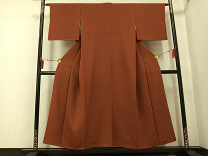 平和屋着物●ファッションデザイナー 花井幸子　色無地　雀茶色　正絹　逸品　AABI0551ph