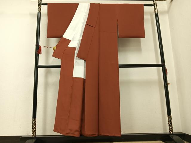 平和屋着物●ファッションデザイナー 花井幸子　色無地　雀茶色　正絹　逸品　AABI0551ph