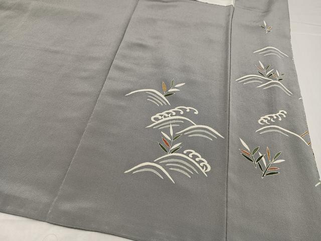 平和屋着物●訪問着　立波群れ鳥笹文　金彩　正絹　逸品　AABI0554ph