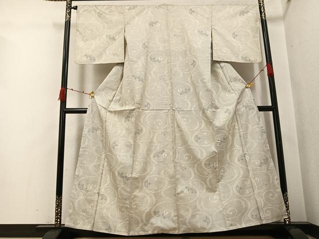 平和屋着物●本場大島紬　白大島　カタス7マルキ　唐草文　正絹　逸品　AABI0556ph