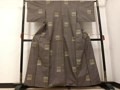 平和屋着物●本場大島紬　一元7マルキ　総絣　色紙花文　正絹　逸品　AABI0557ph