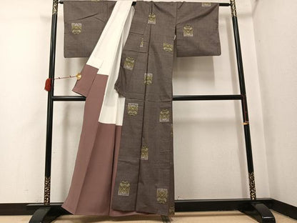 平和屋着物●本場大島紬　一元7マルキ　総絣　色紙花文　正絹　逸品　AABI0557ph