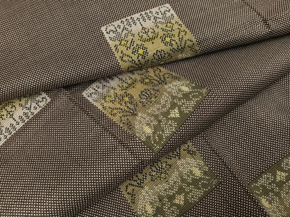 平和屋着物●本場大島紬　一元7マルキ　総絣　色紙花文　正絹　逸品　AABI0557ph