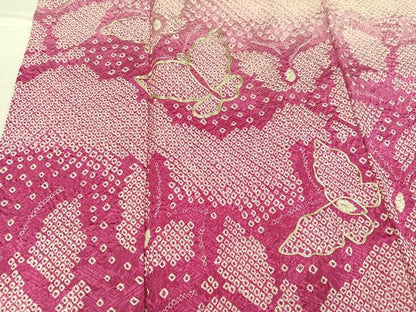平和屋着物●豪華振袖　駒刺繍　絞り　舞蝶文　暈し染め　正絹　逸品　AABI0559ph