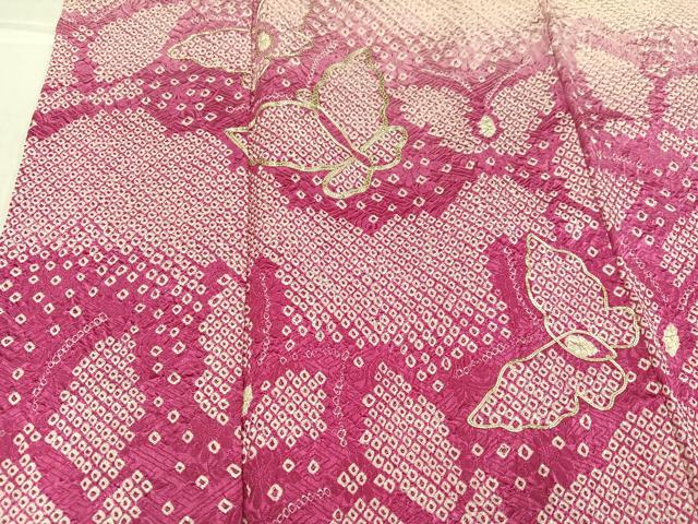 平和屋着物●豪華振袖　駒刺繍　絞り　舞蝶文　暈し染め　正絹　逸品　AABI0559ph