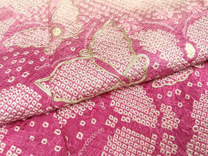 平和屋着物●豪華振袖　駒刺繍　絞り　舞蝶文　暈し染め　正絹　逸品　AABI0559ph