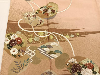 平和屋着物●訪問着　作家物　貝合わせ草花文　金彩　正絹　逸品　未使用　AABI0563ph