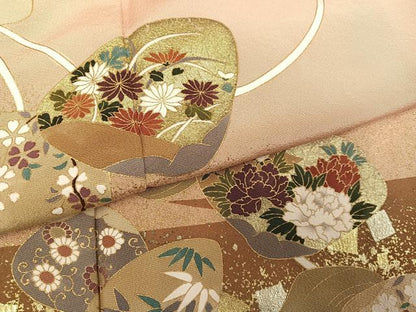 平和屋着物●訪問着　作家物　貝合わせ草花文　金彩　正絹　逸品　未使用　AABI0563ph