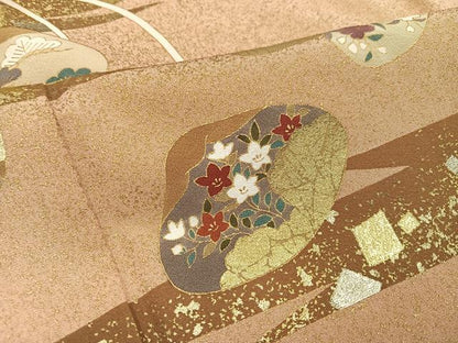 平和屋着物●訪問着　作家物　貝合わせ草花文　金彩　正絹　逸品　未使用　AABI0563ph
