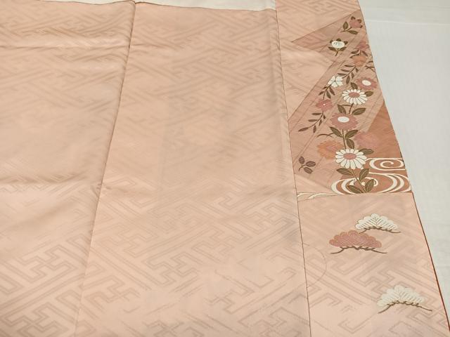 平和屋着物●豪華振袖　駒刺繍　檜扇花蝶文　金彩　正絹　逸品　AABI0566ph