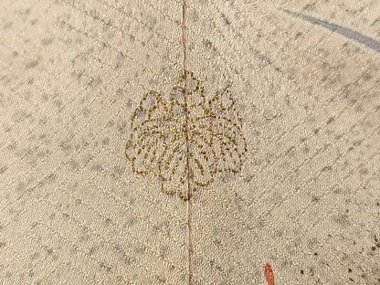 平和屋着物●訪問着　作家物　駒刺繍　地紙草花文　金彩　正絹　逸品　AABI0569ph