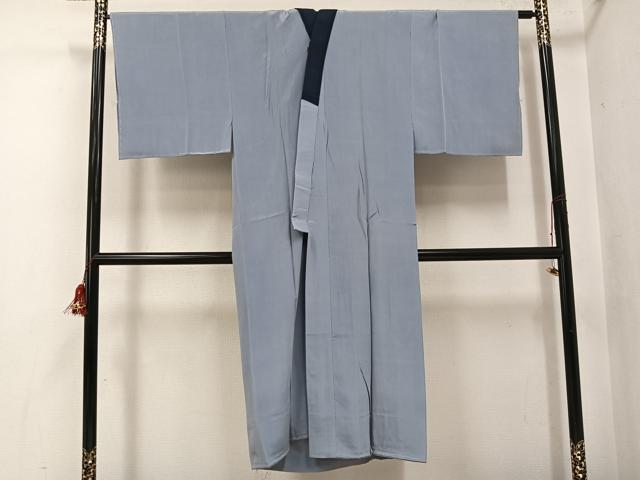 平和屋着物●男性　長襦袢　袷　色無地　桔梗鼠色　さが美扱い　正絹　逸品　未使用　AABI0570ph