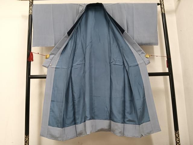 平和屋着物●男性　長襦袢　袷　色無地　桔梗鼠色　さが美扱い　正絹　逸品　未使用　AABI0570ph