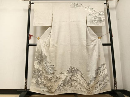 平和屋着物●伝統工芸伝承者　木村正明　訪問着　風景草木文　さが美扱い　正絹　逸品　AABI0572ph