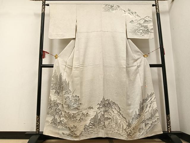 平和屋着物●伝統工芸伝承者　木村正明　訪問着　風景草木文　さが美扱い　正絹　逸品　AABI0572ph