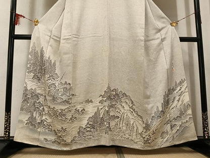 平和屋着物●伝統工芸伝承者　木村正明　訪問着　風景草木文　さが美扱い　正絹　逸品　AABI0572ph