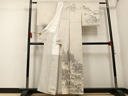 平和屋着物●伝統工芸伝承者　木村正明　訪問着　風景草木文　さが美扱い　正絹　逸品　AABI0572ph