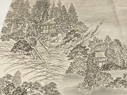 平和屋着物●伝統工芸伝承者　木村正明　訪問着　風景草木文　さが美扱い　正絹　逸品　AABI0572ph