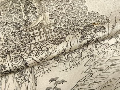 平和屋着物●伝統工芸伝承者　木村正明　訪問着　風景草木文　さが美扱い　正絹　逸品　AABI0572ph