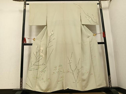 平和屋着物●本加賀友禅作家　和田外美子　訪問着　枝花文　正絹　逸品　AABI0574ph