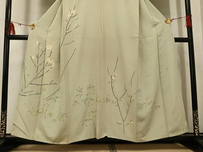 平和屋着物●本加賀友禅作家　和田外美子　訪問着　枝花文　正絹　逸品　AABI0574ph