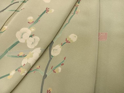 平和屋着物●本加賀友禅作家　和田外美子　訪問着　枝花文　正絹　逸品　AABI0574ph