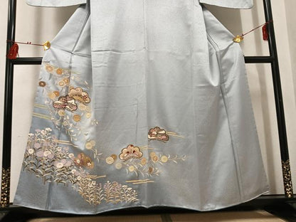 平和屋着物●訪問着　草花文　暈し染め　金銀彩　正絹　逸品　AABI0575ph