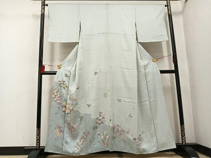 平和屋着物●訪問着　作家物　草花文　金彩　正絹　逸品　未使用　AABI0577ph