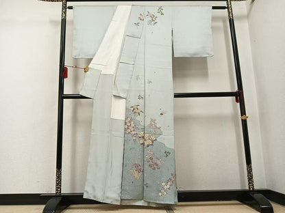 平和屋着物●訪問着　作家物　草花文　金彩　正絹　逸品　未使用　AABI0577ph
